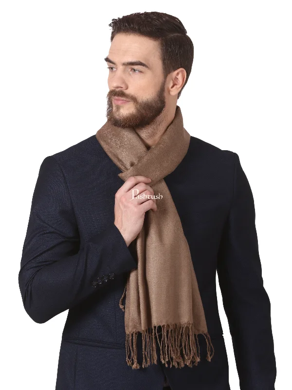 Pashtush Mens Fine Wool Jacquard Muffler (Taupe Colour)