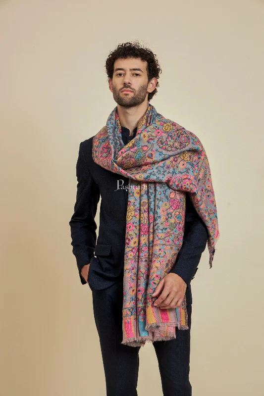 PASHTUSH MENS EXTRA FINE WOOL, PAISLEY ETHNIC WOVEN STOLE