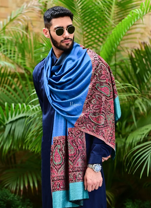 Pashtush Mens Bamboo Scarf, Woven Paisley Soft And Natural, Cobalt Blue