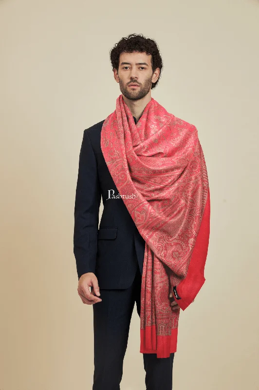 Pashtush Mens Faux Pashmina Stole, Design, Maroon