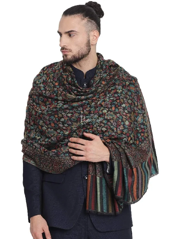 Pashtush Mens Fine Wool Ethnic Weave Stole, Soft And Warm