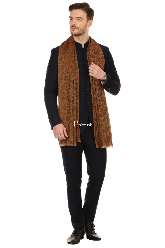 Pashtush Mens Fine Wool Reversible Muffler, Soft And Warm - Brown