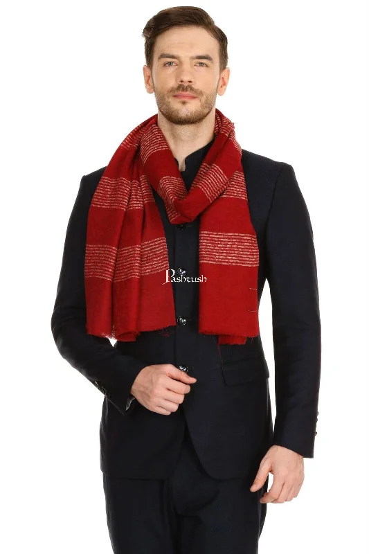 Pashtush Mens Fine Wool Reversible Muffler, Soft And Warm - Deep Maroon