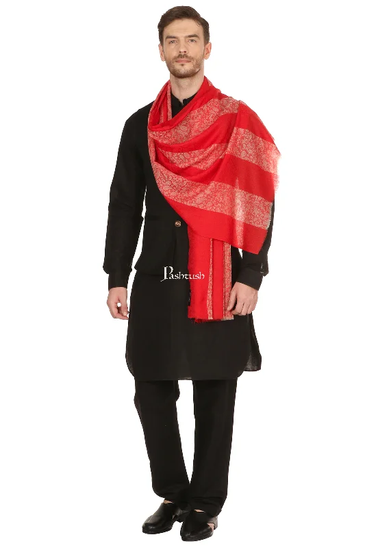 Pashtush Mens Fine Wool Reversible Muffler, Soft And Warm - Red