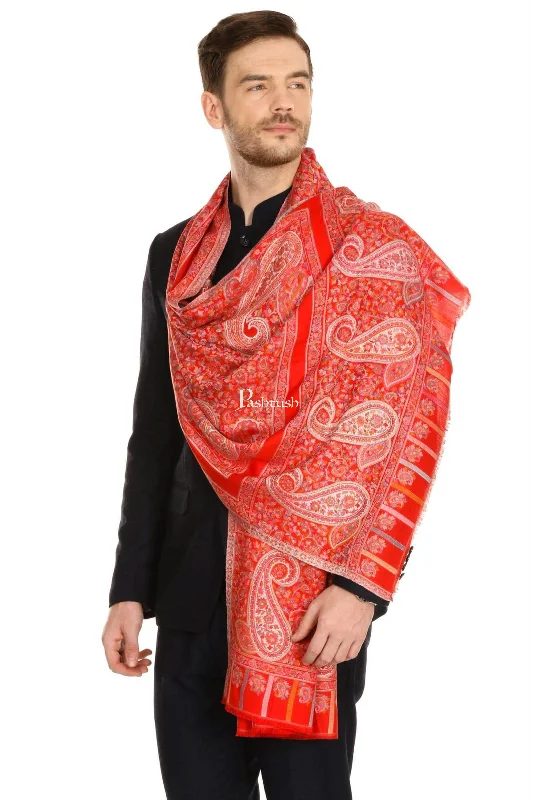 Pashtush Mens Ethnic Fine Extra Soft Stole (70 X 200 Cm ) Red