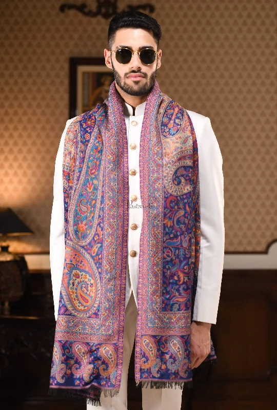 Pashtush Mens Ethnic Weave Stole, Rich Garden