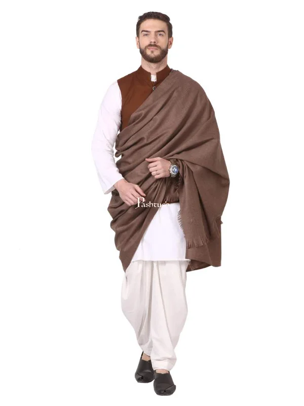 Pashtush Mens Lohi, Thick And Warm Gents Shawl, 100% Pure Wool, Woolmark Certified