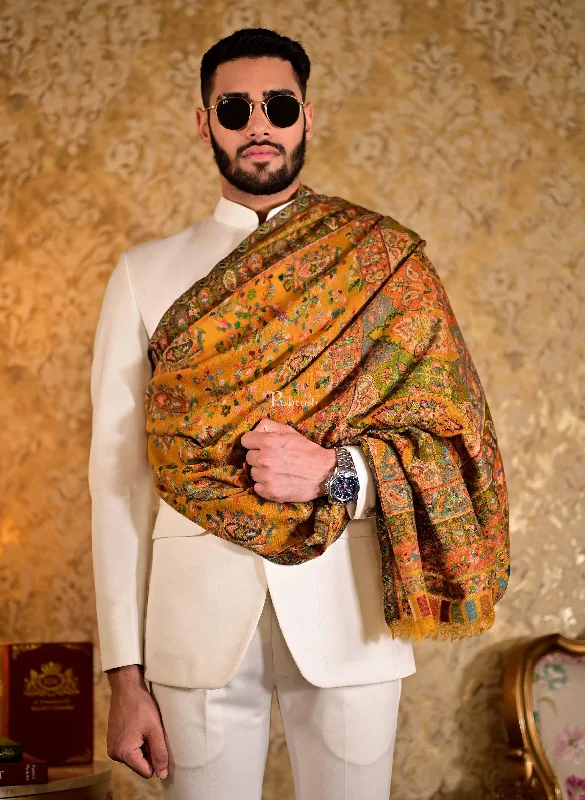 Pashtush Mens Multi-Coloured 100% Pure Wool Woven Design Woolmark Certification