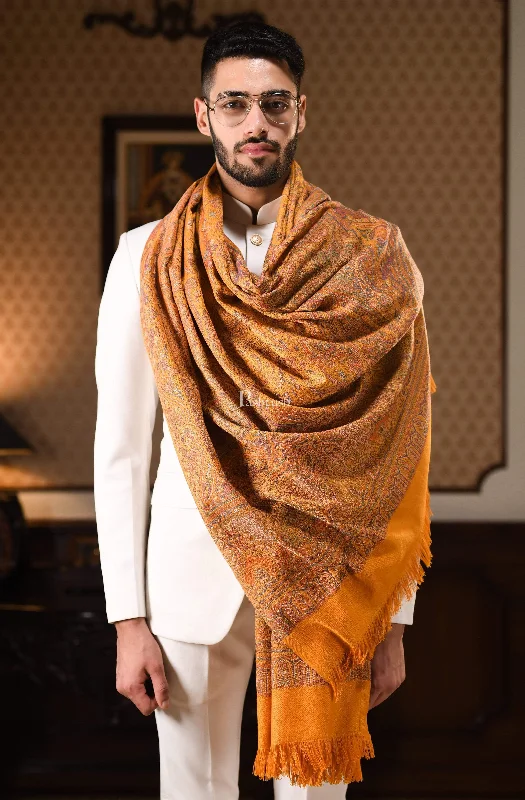 Pashtush Mens Jamawar Stole, Mustard