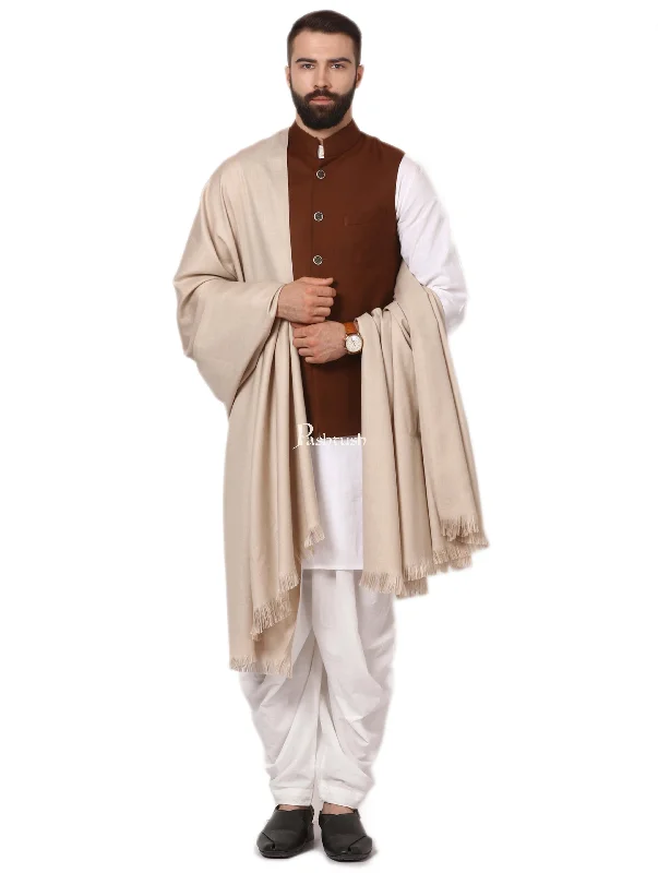 Pashtush Mens Thick Lohi, 100% Pure Wool, Woolmark Certified (Desert Sand)