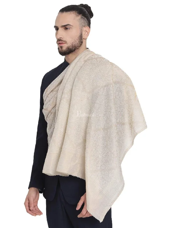 Pashtush Mens Twilight Collection, Jacquard Stole, With Metallic Thread Weave, Fine Wool