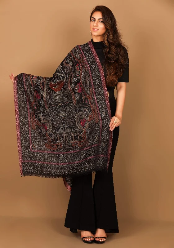 Pashtush Women'S Antique Scarf, Extra Soft Bamboo, Paradise Springs, Black