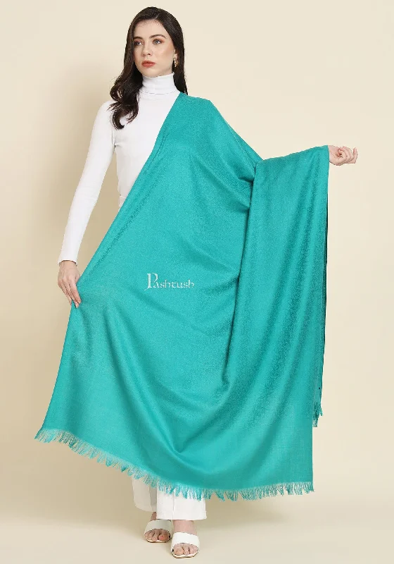 Pashtush Womens Extra Fine Wool Shawl, Solid Arabic Sea Green