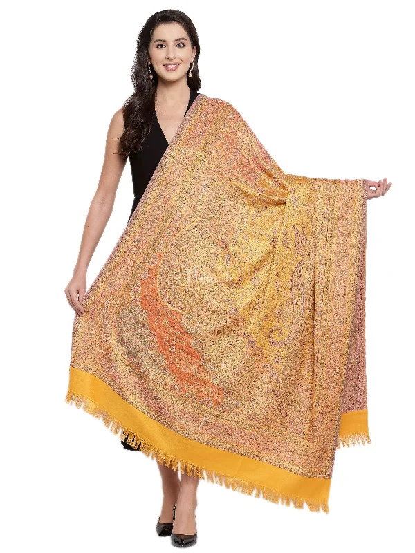 Pashtush Women'S Jamawar Shawl, Mustard