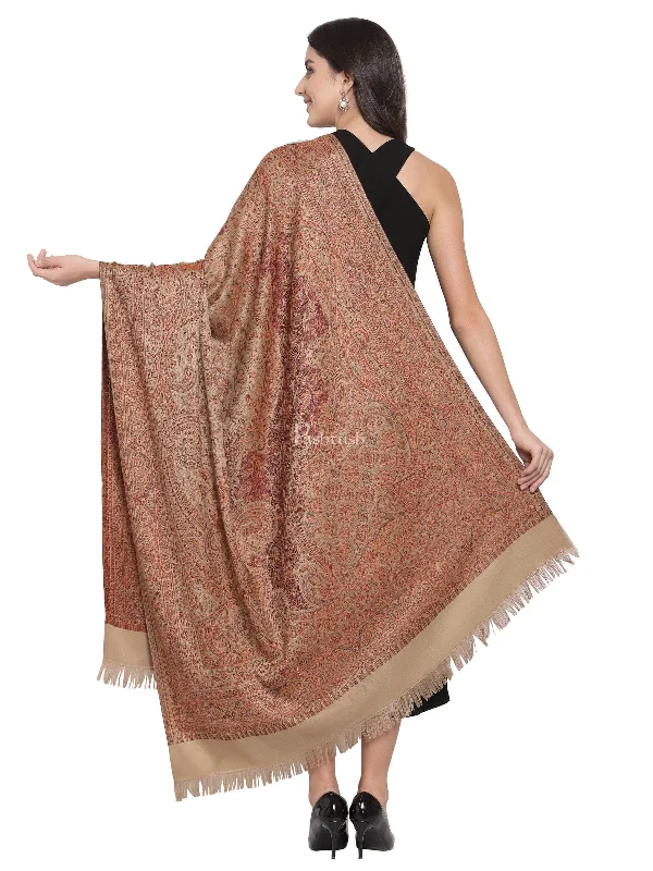 Pashtush Women'S Jamawar Shawl, Soft And Warm Earthy Beige