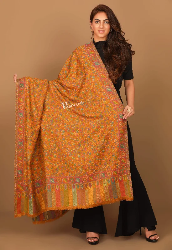 Pashtush Womens Ethnic Shawl, Faux Pashmina, Soft And Warm, Mustard