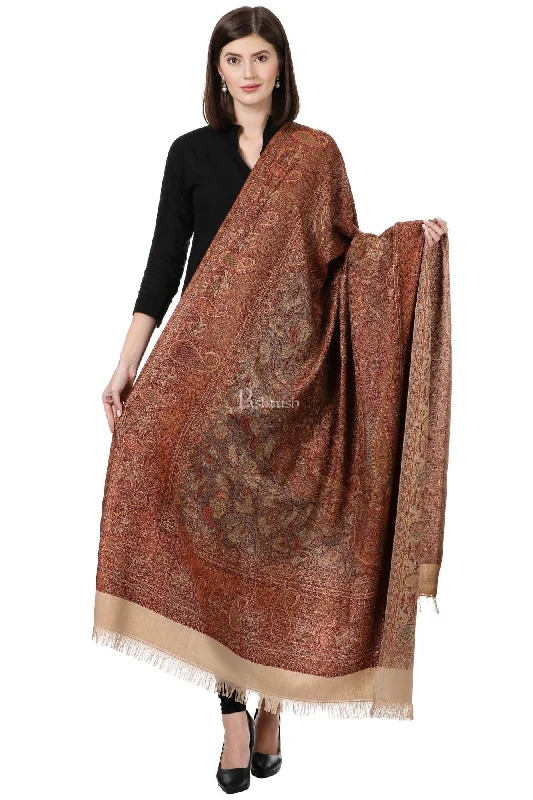 Pashtush Women'S Reversible Jamawar Shawl, Beige