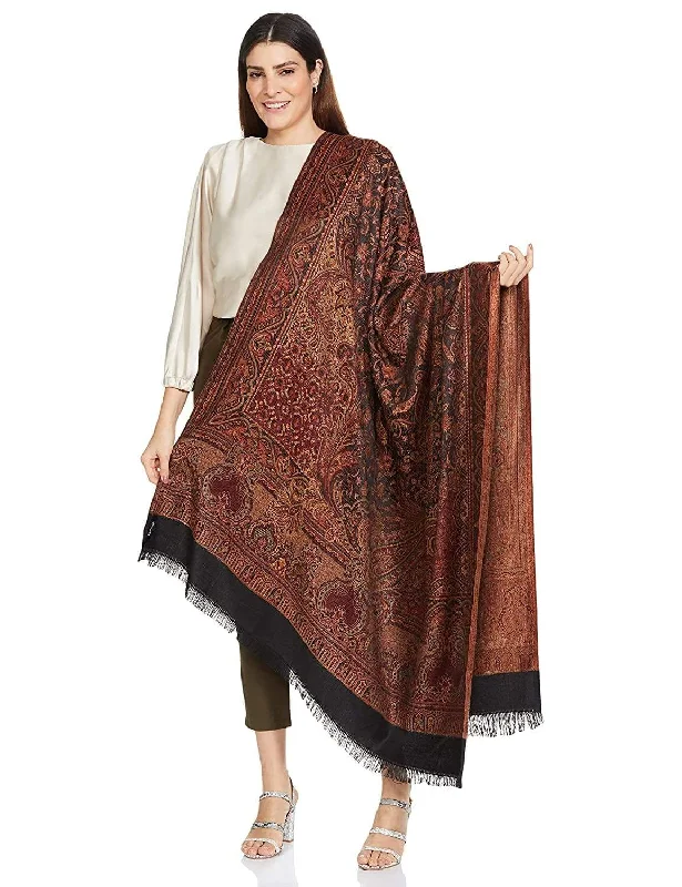 Pashtush Women'S Jamawar Shawl, Coffee