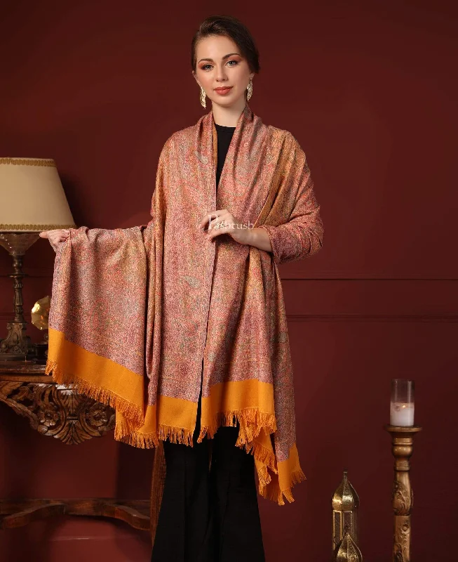 Pashtush Women'S Shawl, Faux Pashmina Reversible Design, Mustard