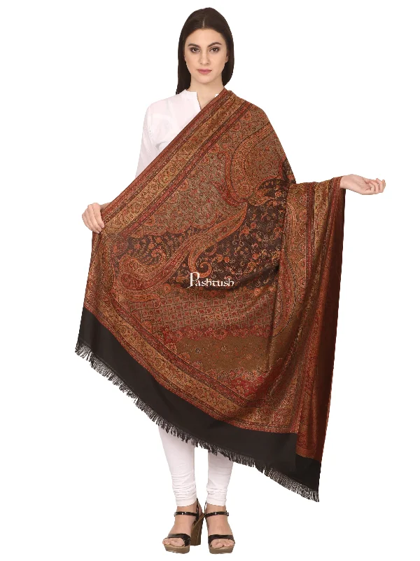 Pashtush Women'S Jamawar Shawl, Black