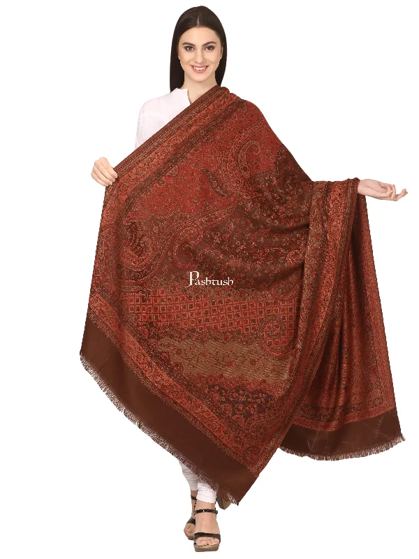 Pashtush Women'S Shawl, Faux Pashmina Design, Coffee