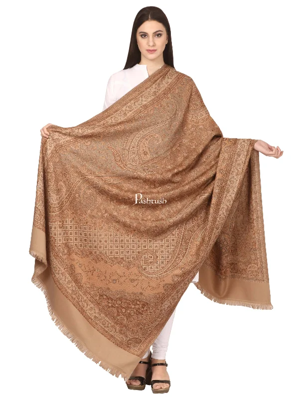 Pashtush Women'S Shawl, Warm And Soft, Faux Pashmina Design, Taupe