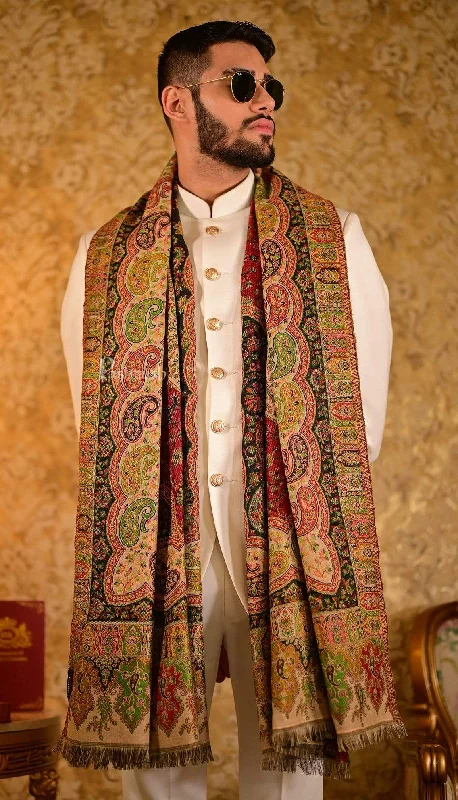 Pashtush Mens Paisley Weave Ethnic Stole, Soft And Warm