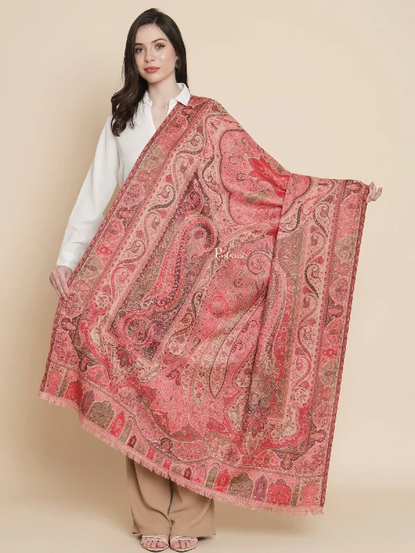 Pashtush Womens, Faux Pashmina, Paisley Ethnic Woven, Pink